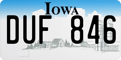 IA license plate DUF846