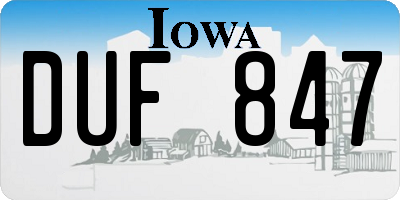 IA license plate DUF847