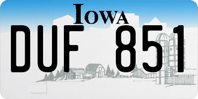 IA license plate DUF851