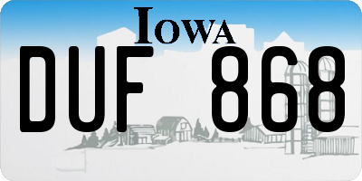 IA license plate DUF868