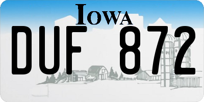 IA license plate DUF872