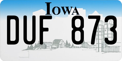 IA license plate DUF873