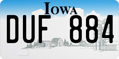 IA license plate DUF884