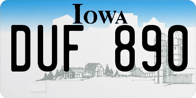 IA license plate DUF890