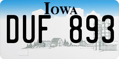 IA license plate DUF893