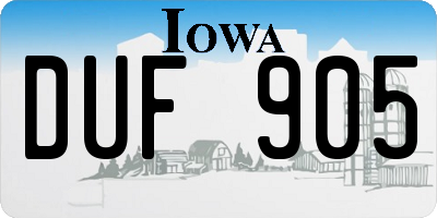 IA license plate DUF905