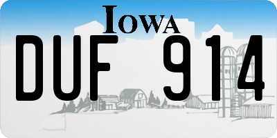 IA license plate DUF914