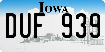 IA license plate DUF939