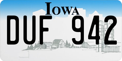 IA license plate DUF942