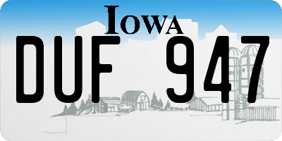 IA license plate DUF947