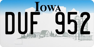 IA license plate DUF952