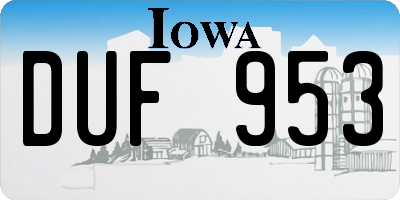 IA license plate DUF953