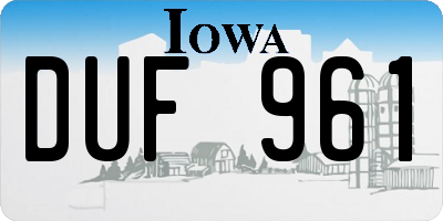 IA license plate DUF961
