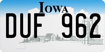 IA license plate DUF962