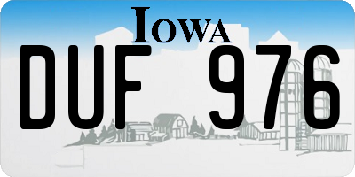 IA license plate DUF976