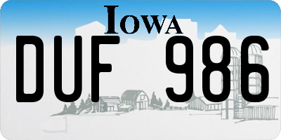 IA license plate DUF986