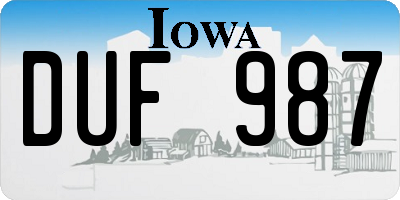 IA license plate DUF987