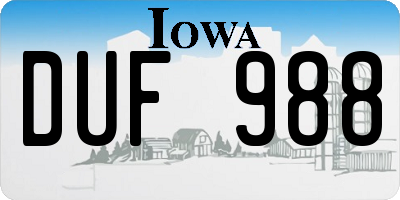 IA license plate DUF988
