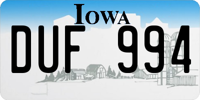 IA license plate DUF994