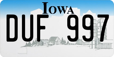 IA license plate DUF997