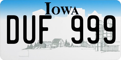 IA license plate DUF999