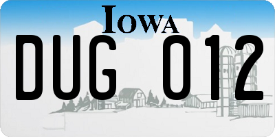 IA license plate DUG012