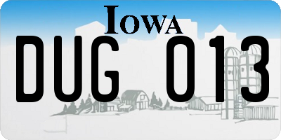 IA license plate DUG013