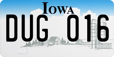 IA license plate DUG016