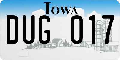 IA license plate DUG017