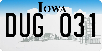 IA license plate DUG031
