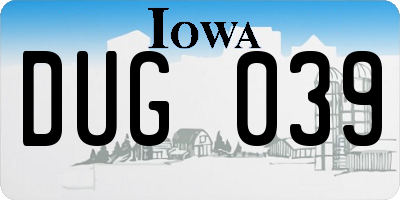 IA license plate DUG039