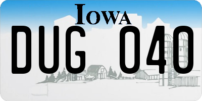 IA license plate DUG040