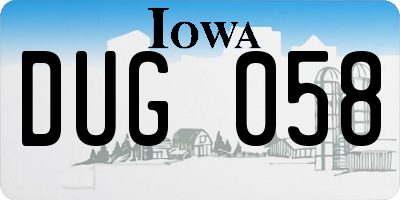 IA license plate DUG058