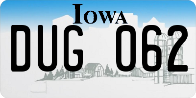 IA license plate DUG062