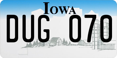 IA license plate DUG070