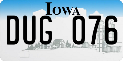 IA license plate DUG076