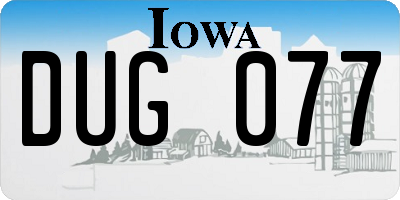 IA license plate DUG077