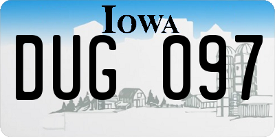 IA license plate DUG097