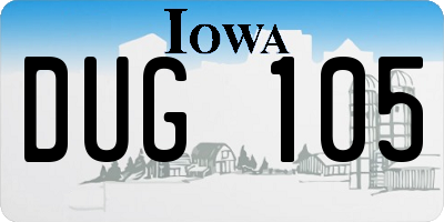 IA license plate DUG105