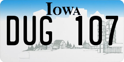 IA license plate DUG107