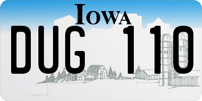 IA license plate DUG110