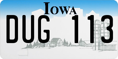 IA license plate DUG113