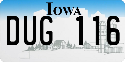 IA license plate DUG116