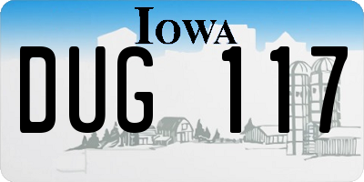 IA license plate DUG117
