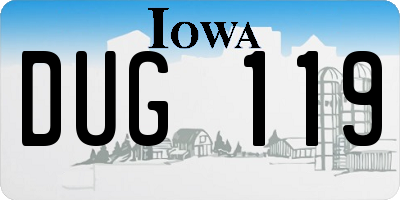 IA license plate DUG119
