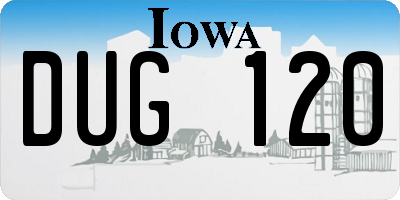 IA license plate DUG120