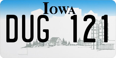 IA license plate DUG121