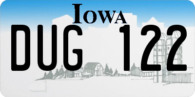 IA license plate DUG122