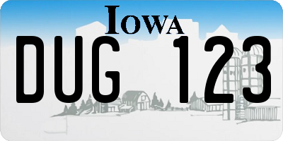 IA license plate DUG123