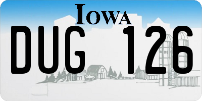 IA license plate DUG126
